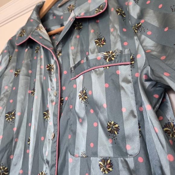 Free People Intimately Pajama Party Sleep Satin PJ Top in Hazy Blue Size Small - Picture 5 of 14
